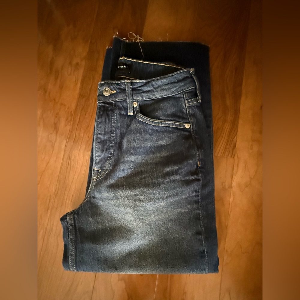 Free Assembly Dark Blue High Waisted Wide Leg Jeans, Size 4